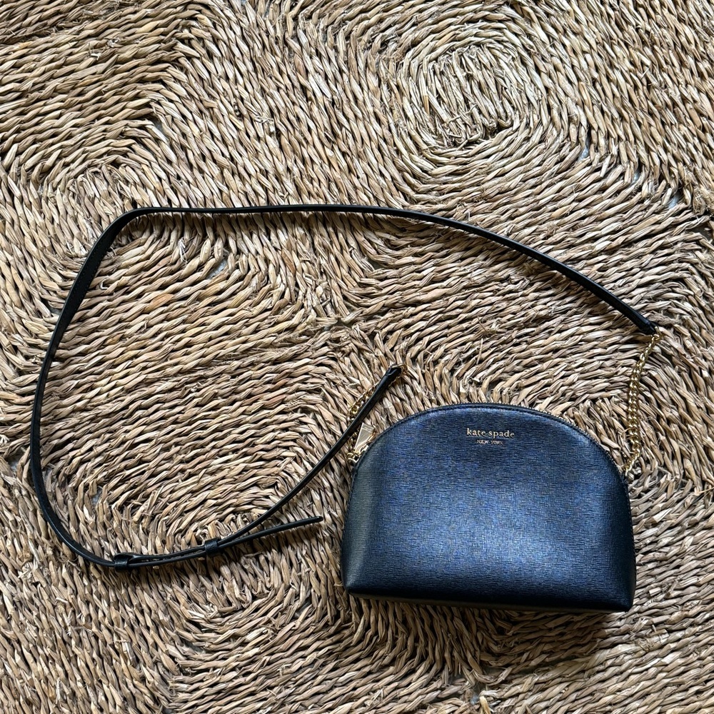 Kate Spade Black Leather Dome Crescent Crossbody Bag